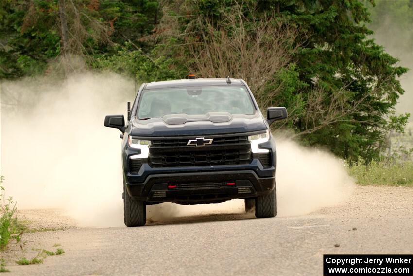 A Chevy Silverado pickup sweeps SS6, Camp 3 South.