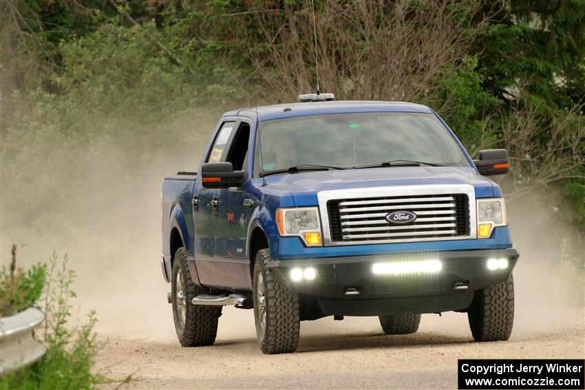 A Ford F-150 pickup sweeps SS6, Camp 3 South.