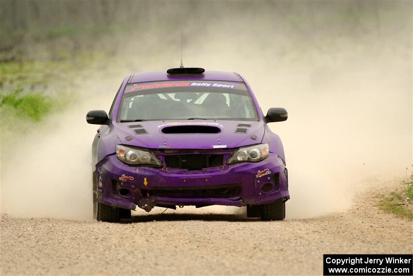 Silas Himes / Charlotte Himes Subaru WRX STi limps through SS6, Camp 3 South, after having an off on SS5.