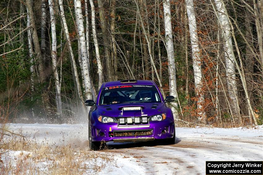 Silas Himes / Aleut Hatfield Subaru WRX STi on SS1, Nemadji Trail East.