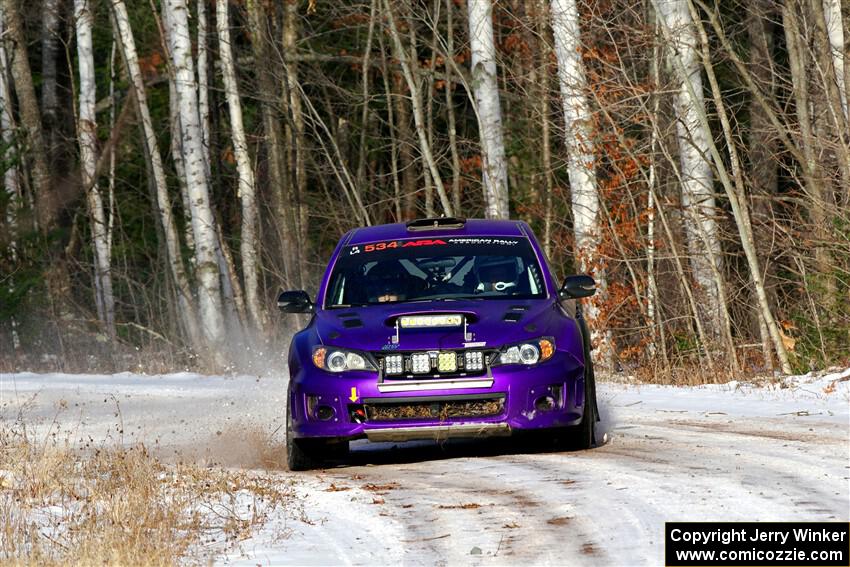 Silas Himes / Aleut Hatfield Subaru WRX STi on SS1, Nemadji Trail East.