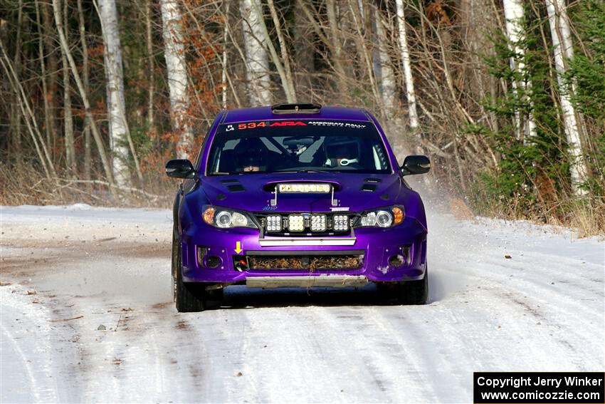 Silas Himes / Aleut Hatfield Subaru WRX STi on SS1, Nemadji Trail East.