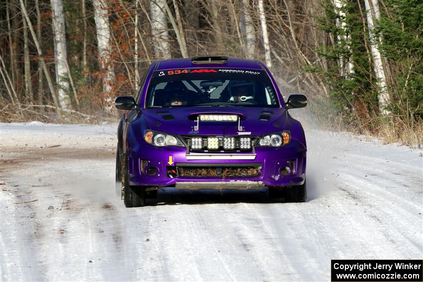 Silas Himes / Aleut Hatfield Subaru WRX STi on SS1, Nemadji Trail East.