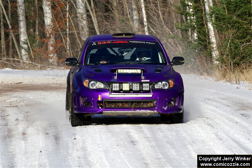 Silas Himes / Aleut Hatfield Subaru WRX STi on SS1, Nemadji Trail East.