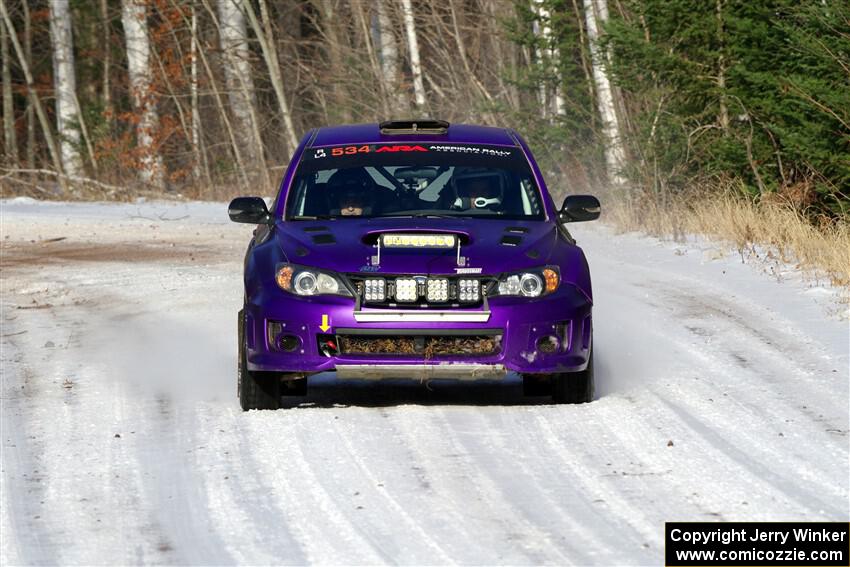 Silas Himes / Aleut Hatfield Subaru WRX STi on SS1, Nemadji Trail East.