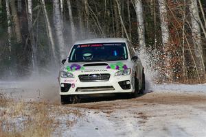 Jamey Randall / Andrew Rausch Subaru WRX on SS1, Nemadji Trail East.