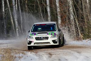 Jamey Randall / Andrew Rausch Subaru WRX on SS1, Nemadji Trail East.