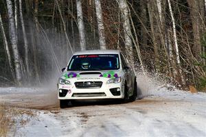 Jamey Randall / Andrew Rausch Subaru WRX on SS1, Nemadji Trail East.