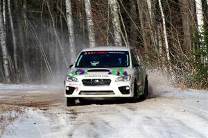 Jamey Randall / Andrew Rausch Subaru WRX on SS1, Nemadji Trail East.