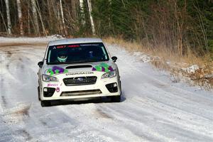 Jamey Randall / Andrew Rausch Subaru WRX on SS1, Nemadji Trail East.