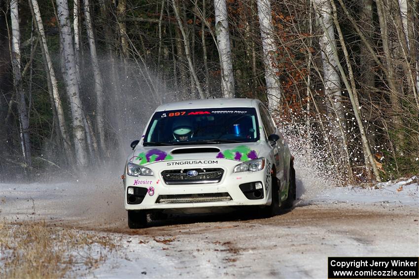 Jamey Randall / Andrew Rausch Subaru WRX on SS1, Nemadji Trail East.