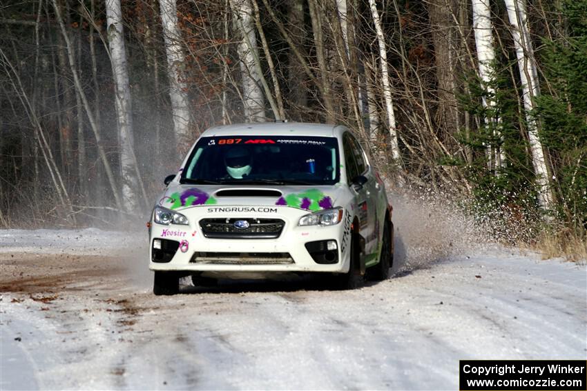 Jamey Randall / Andrew Rausch Subaru WRX on SS1, Nemadji Trail East.