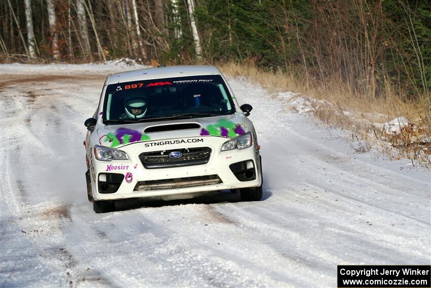 Jamey Randall / Andrew Rausch Subaru WRX on SS1, Nemadji Trail East.