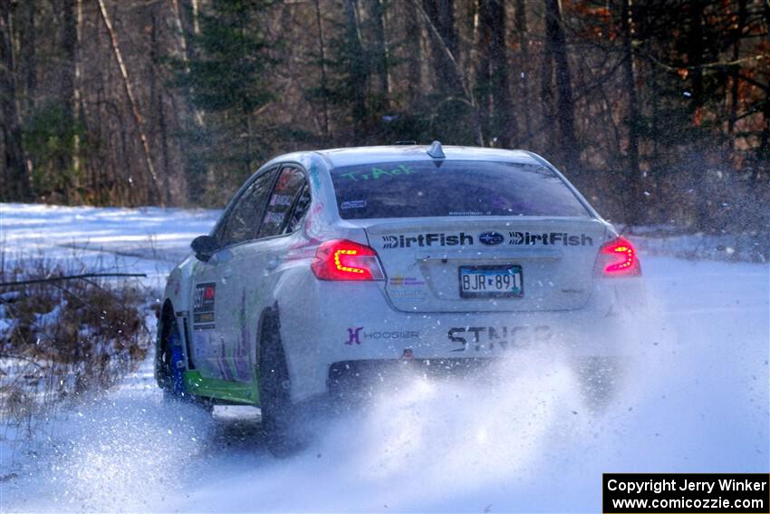 Jamey Randall / Andrew Rausch Subaru WRX on SS1, Nemadji Trail East.