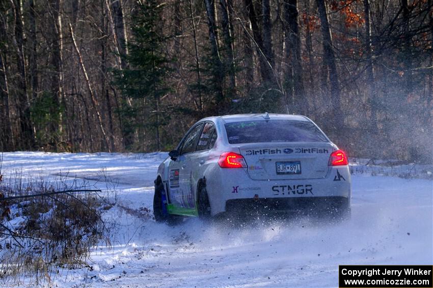 Jamey Randall / Andrew Rausch Subaru WRX on SS1, Nemadji Trail East.