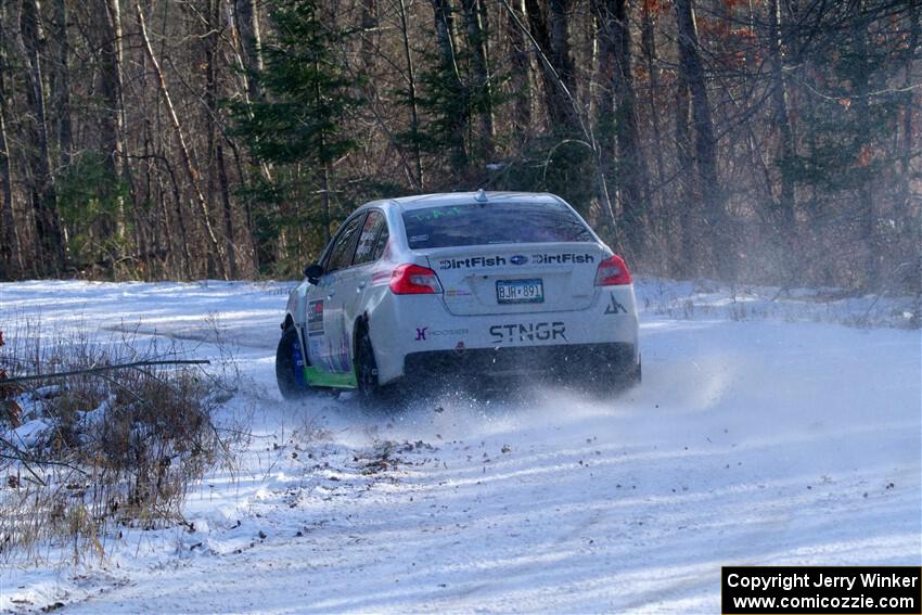 Jamey Randall / Andrew Rausch Subaru WRX on SS1, Nemadji Trail East.