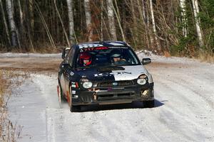 Peter Farrow / Jackson Sedivy Subaru WRX on SS1, Nemadji Trail East.