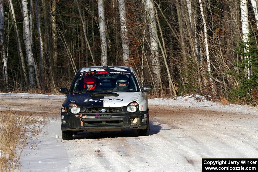 Peter Farrow / Jackson Sedivy Subaru WRX on SS1, Nemadji Trail East.