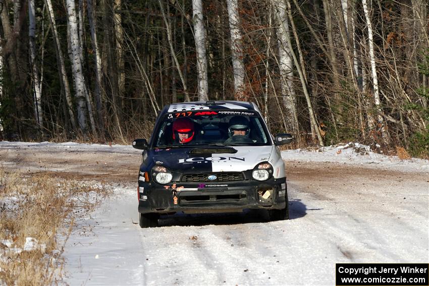 Peter Farrow / Jackson Sedivy Subaru WRX on SS1, Nemadji Trail East.