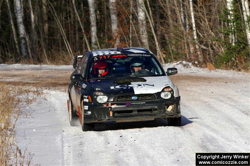 Peter Farrow / Jackson Sedivy Subaru WRX on SS1, Nemadji Trail East.