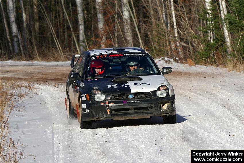 Peter Farrow / Jackson Sedivy Subaru WRX on SS1, Nemadji Trail East.