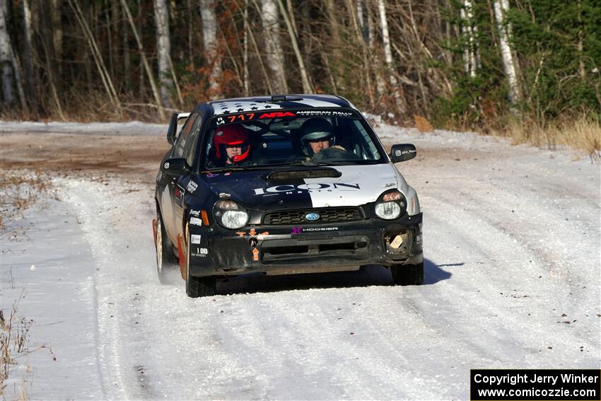 Peter Farrow / Jackson Sedivy Subaru WRX on SS1, Nemadji Trail East.