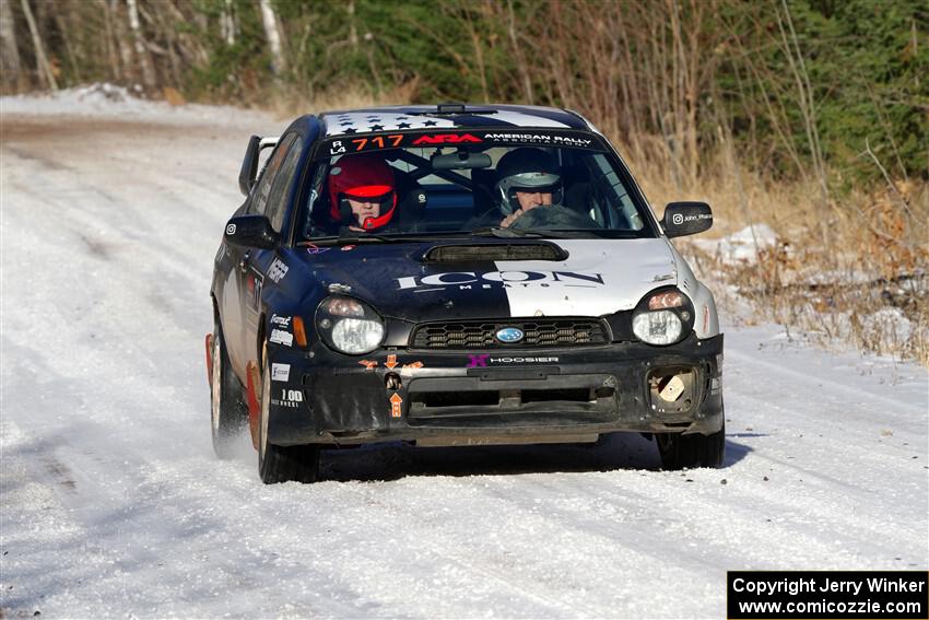 Peter Farrow / Jackson Sedivy Subaru WRX on SS1, Nemadji Trail East.