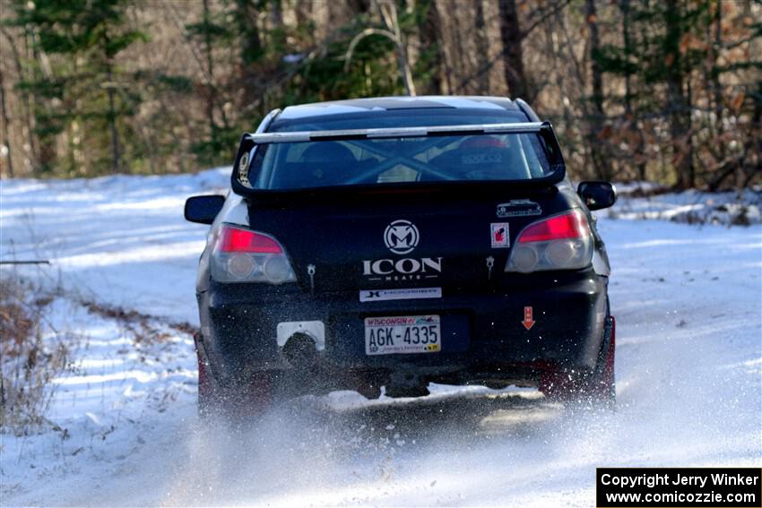 Peter Farrow / Jackson Sedivy Subaru WRX on SS1, Nemadji Trail East.