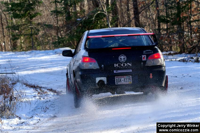 Peter Farrow / Jackson Sedivy Subaru WRX on SS1, Nemadji Trail East.