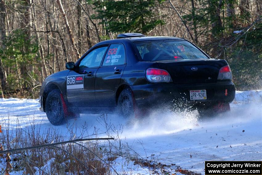 Jonah Becken / Peyton Reece Subaru Impreza 2.5i on SS1, Nemadji Trail East.