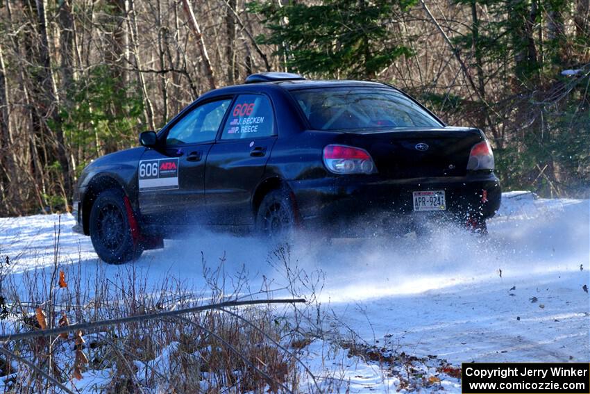 Jonah Becken / Peyton Reece Subaru Impreza 2.5i on SS1, Nemadji Trail East.