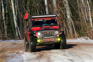 A Jeep Wrangler sweeps SS1, Nemadji Trail East.