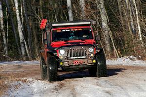 A Jeep Wrangler sweeps SS1, Nemadji Trail East.