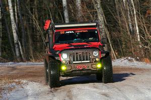 A Jeep Wrangler sweeps SS1, Nemadji Trail East.