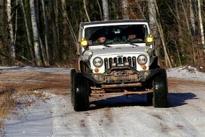 A Jeep Wrangler sweeps SS1, Nemadji Trail East.