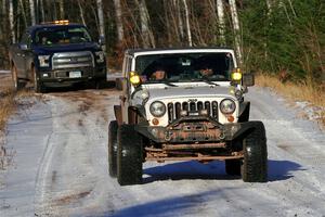 A Jeep Wrangler sweeps SS1, Nemadji Trail East.