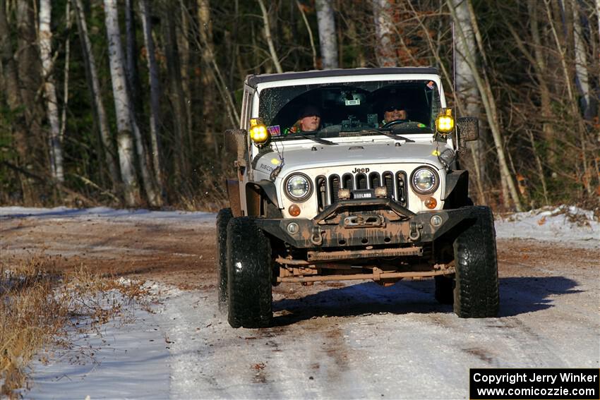 A Jeep Wrangler sweeps SS1, Nemadji Trail East.