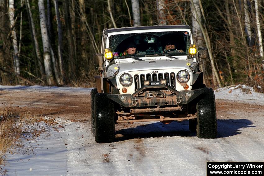 A Jeep Wrangler sweeps SS1, Nemadji Trail East.