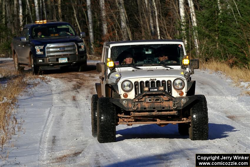 A Jeep Wrangler sweeps SS1, Nemadji Trail East.