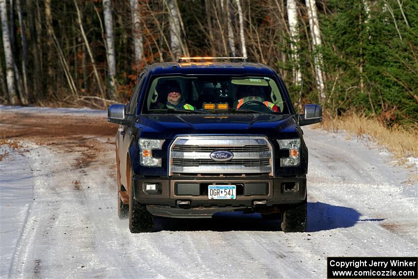 A Ford F-150 sweeps SS1, Nemadji Trail East.