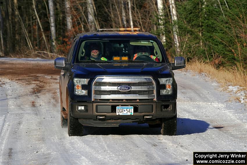 A Ford F-150 sweeps SS1, Nemadji Trail East.