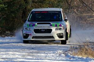 Jamey Randall / Andrew Rausch Subaru WRX on SS2, Nemadji Trail West.