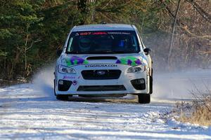 Jamey Randall / Andrew Rausch Subaru WRX on SS2, Nemadji Trail West.