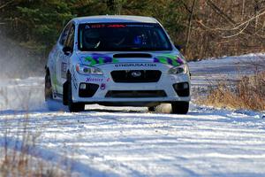 Jamey Randall / Andrew Rausch Subaru WRX on SS2, Nemadji Trail West.