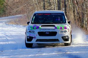 Jamey Randall / Andrew Rausch Subaru WRX on SS2, Nemadji Trail West.