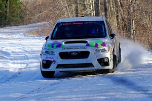 Jamey Randall / Andrew Rausch Subaru WRX on SS2, Nemadji Trail West.