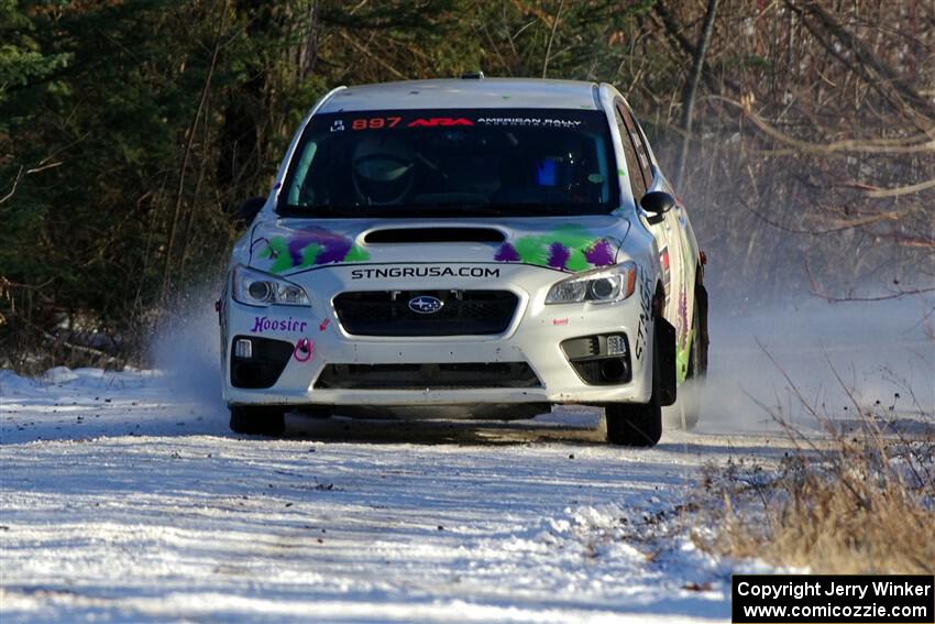 Jamey Randall / Andrew Rausch Subaru WRX on SS2, Nemadji Trail West.