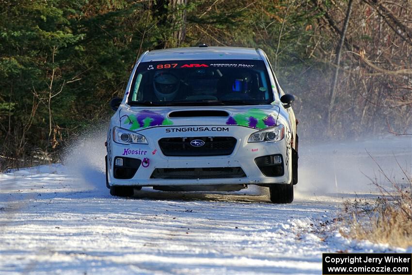 Jamey Randall / Andrew Rausch Subaru WRX on SS2, Nemadji Trail West.