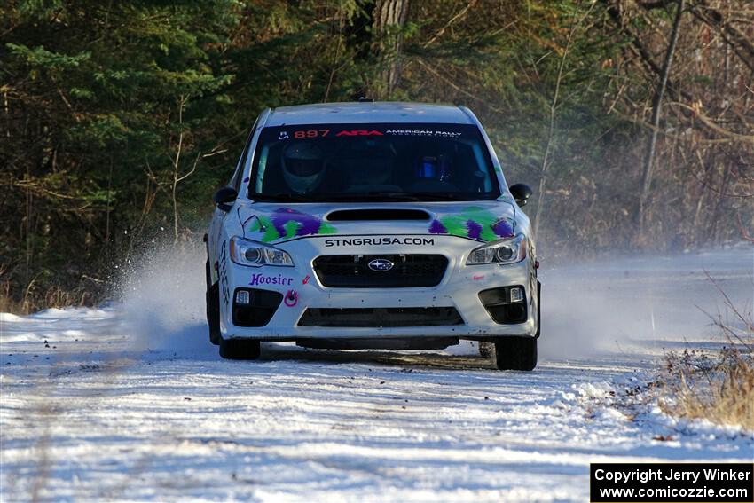 Jamey Randall / Andrew Rausch Subaru WRX on SS2, Nemadji Trail West.