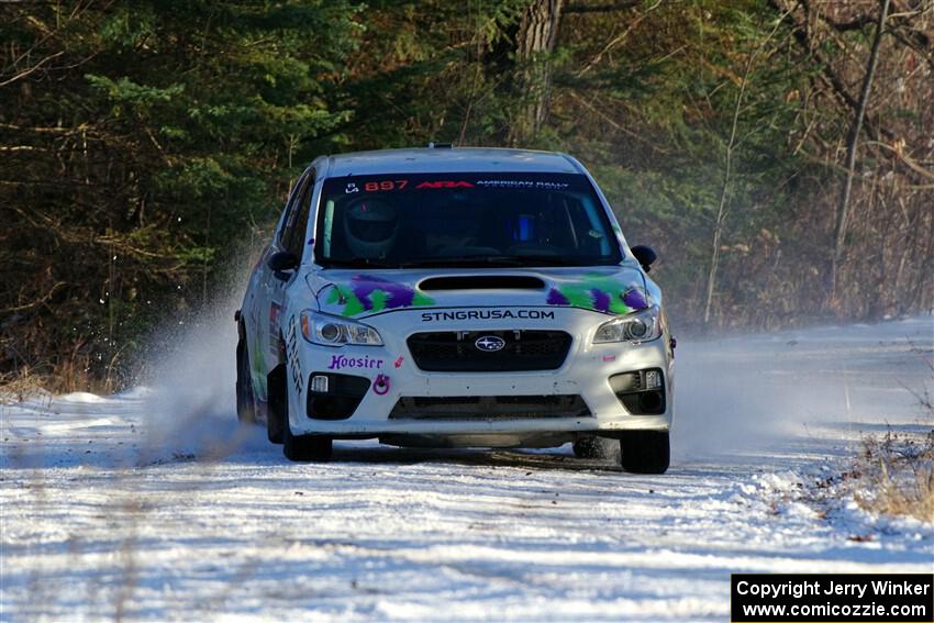 Jamey Randall / Andrew Rausch Subaru WRX on SS2, Nemadji Trail West.